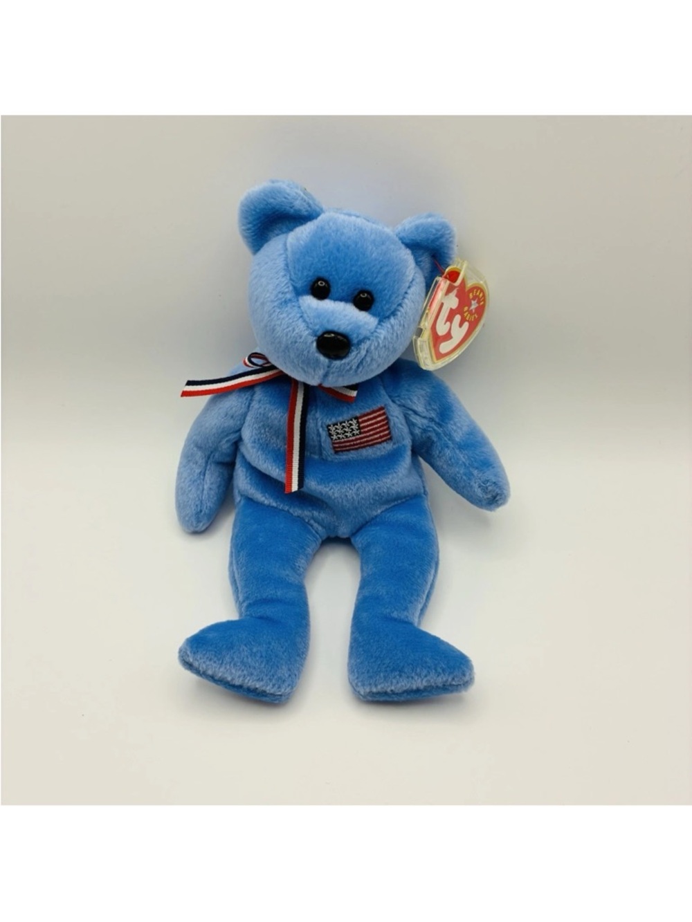 Ty Beanie Baby America Blue American Flag Bear Plush. New